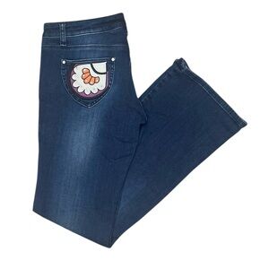 Ladies Mid-rise Wide Leg Jeans Size 10 Swarovski Embellishments Unique Details